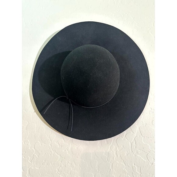 Wool Floppy Hat with Attached Leather Wrap Around Trim One Size - Picture 6 of 10